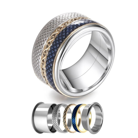 Knit Stainless Steel and Stackable, Rotatable, and Interchangeable Wedding Ring-Rings-Innovato Design-6-Innovato Design