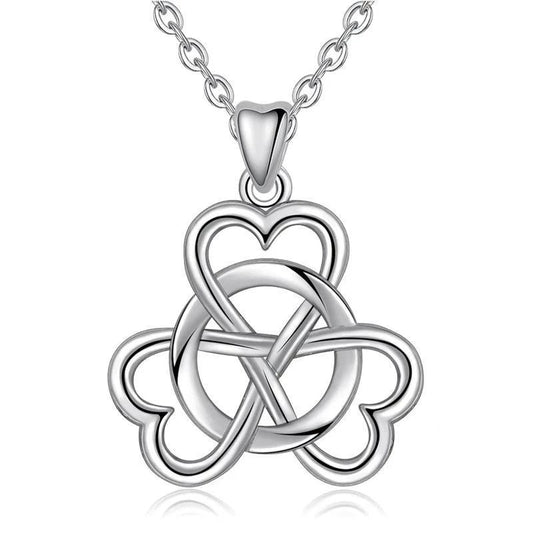 Celtic Shamrock 925 Sterling Silver Clover Knot Pendant Necklace-Necklaces-Innovato Design-18 inch-Innovato Design