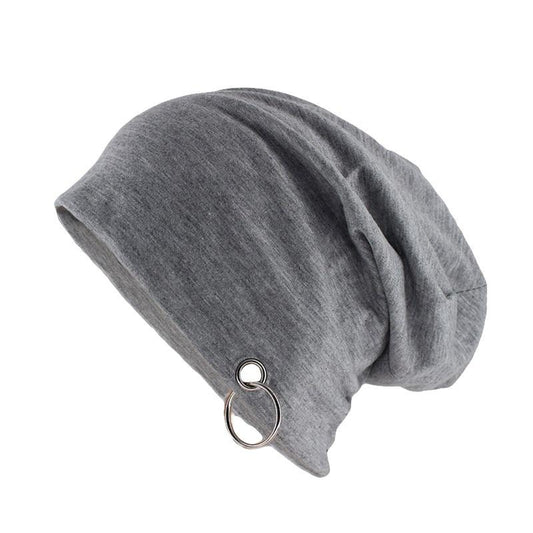 Solid Color Beanie or Skullie with Hoop-Hats-Innovato Design-Black-Innovato Design