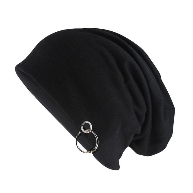 Solid Color Beanie or Skullie with Hoop-Hats-Innovato Design-Black-Innovato Design