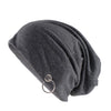 Solid Color Beanie or Skullie with Hoop-Hats-Innovato Design-Dark Grey-Innovato Design