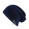 Solid Color Beanie or Skullie with Hoop-Hats-Innovato Design-Navy Blue-Innovato Design