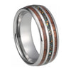 Silver Tungsten Carbide in Opal Inlay with Wood Koa Wedding Band-Rings-Innovato Design-5-Innovato Design