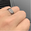 Silver Tungsten Carbide in Opal Inlay with Wood Koa Wedding Band - InnovatoDesign