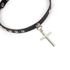 Black Leather Gothic Cross Choker Necklace - InnovatoDesign