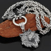 Men's Stainless Steel Two Wolf Heads with Wild Bear Head Pendant Necklace - InnovatoDesign