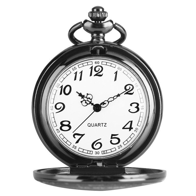 "To My Son Love Dad" Retro Black Engraved Greeting Quartz Pocket Watch-Pocket Watch-Innovato Design-Innovato Design