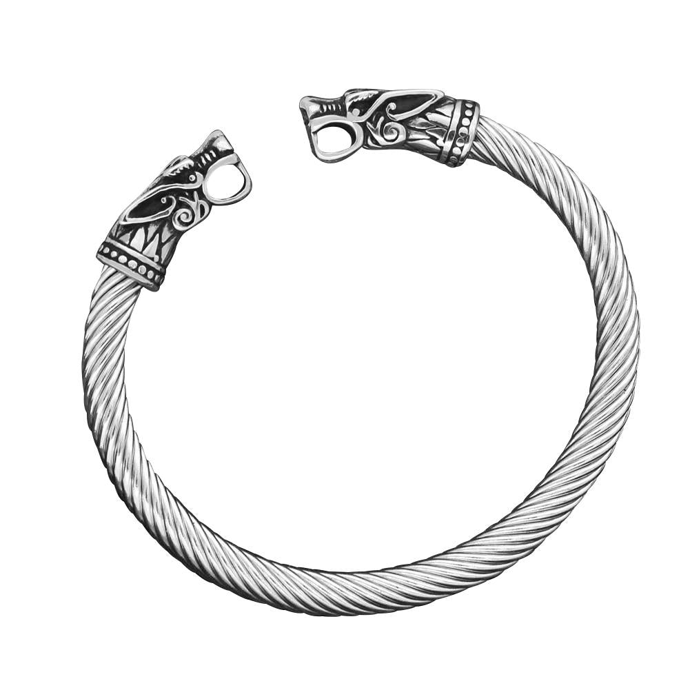 Viking's Adjustable Dragon Stainless Steel Bracelet-Bracelets-Innovato Design-Silver-Innovato Design