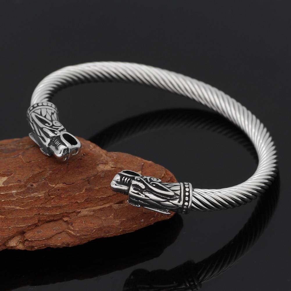 Viking's Adjustable Dragon Stainless Steel Bracelet-Bracelets-Innovato Design-Silver-Innovato Design