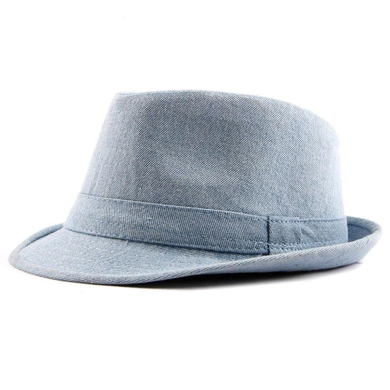 Denim Manhattan Structured Trilby Fedora Hat-Hats-Innovato Design-Blue-Innovato Design