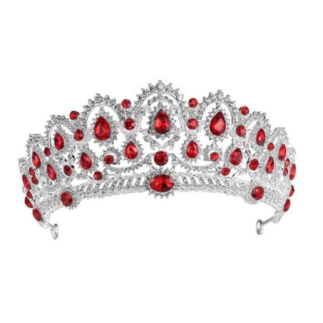 Luxury Vintage Queen & King Crown Hair Jewelry-Crowns-Innovato Design-Silver Red-Innovato Design