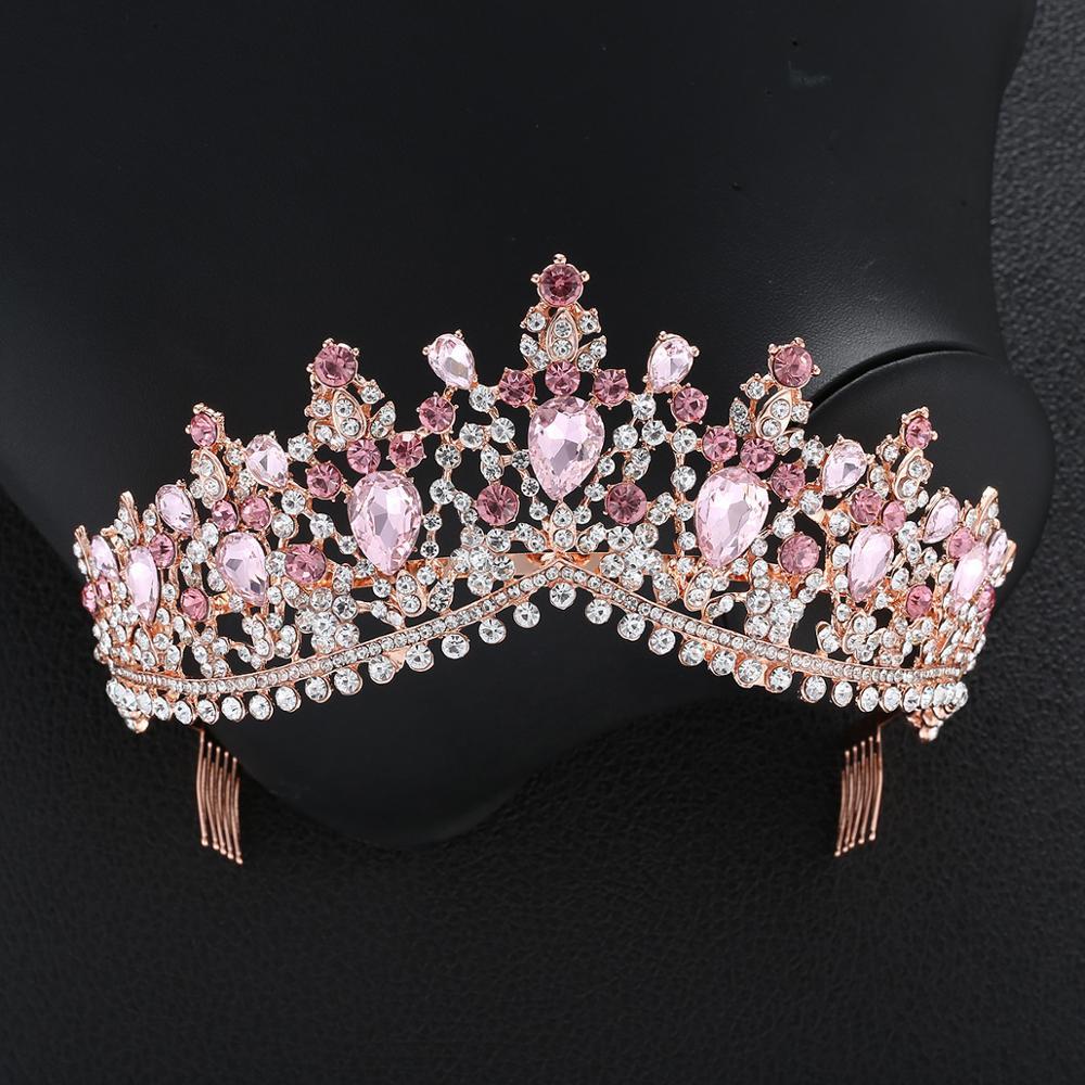 Luxury 8 Color Tiara Crown with Zircon Crystals for Women-Crowns-Innovato Design-Rose Pink-Innovato Design