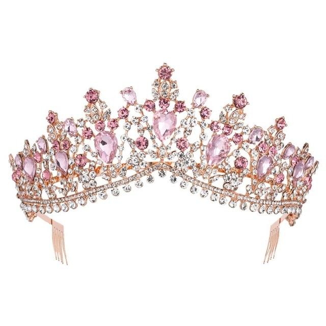 Luxury 8 Color Tiara Crown with Zircon Crystals for Women-Crowns-Innovato Design-Rose Pink-Innovato Design