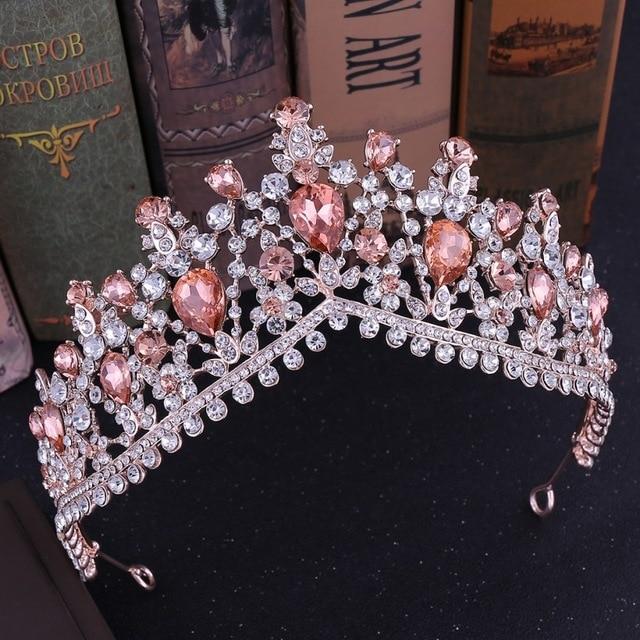 Luxury 8 Color Tiara Crown with Zircon Crystals for Women-Crowns-Innovato Design-Rose Pink-Innovato Design