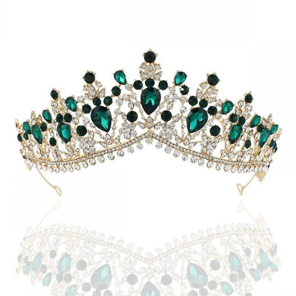Luxury 8 Color Tiara Crown with Zircon Crystals for Women-Crowns-Innovato Design-Gold Green-Innovato Design