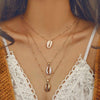 Multilayer Golden Chain Necklace with Puka Shell Pendants - InnovatoDesign