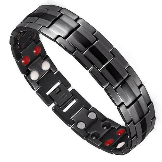 0.78inch Wide Black Germanium Magnetic Bracelet with Adjusting Tool-Bracelets-Innovato Design-Innovato Design
