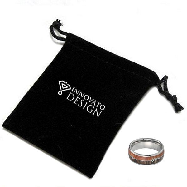 8mm Natural Dark Koa Wood Arrow Wedding Band-Rings-Innovato Design-5-Innovato Design