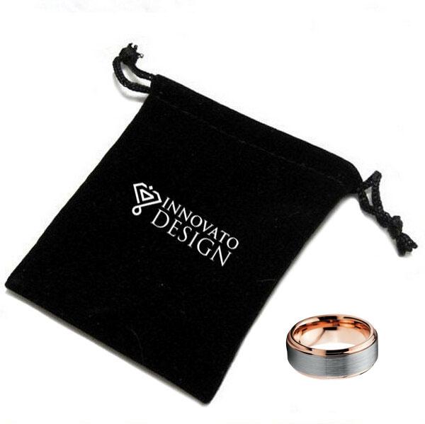 Rose Gold Plated Silver Matte Top Wedding Band-Rings-Innovato Design-5-Innovato Design