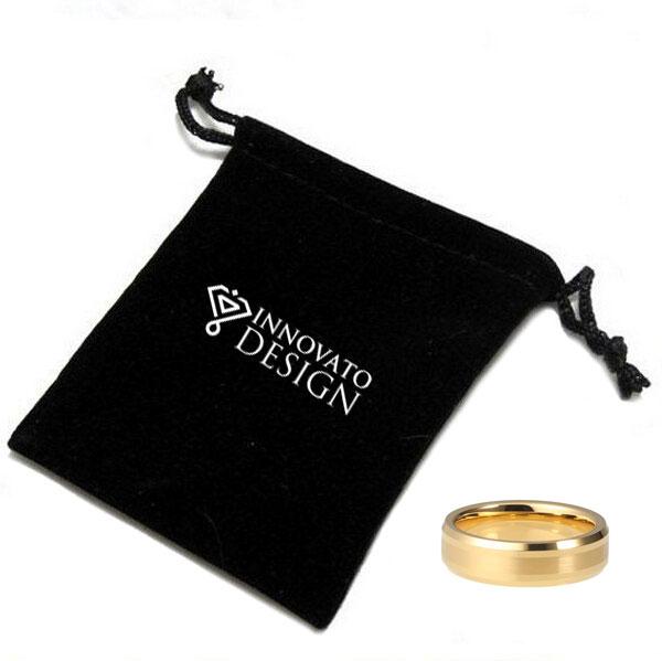 6mm Yellow Gold Plated Matte Tungsten Carbide Ring-Rings-Innovato Design-4-Innovato Design