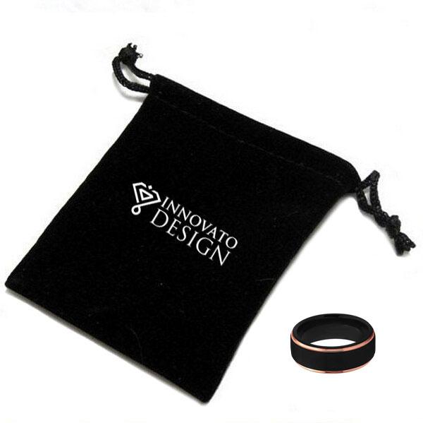 8mm Two Tone Rose Gold and Black Brushed Center Tungsten Wedding Band-Rings-Innovato Design-5-Innovato Design