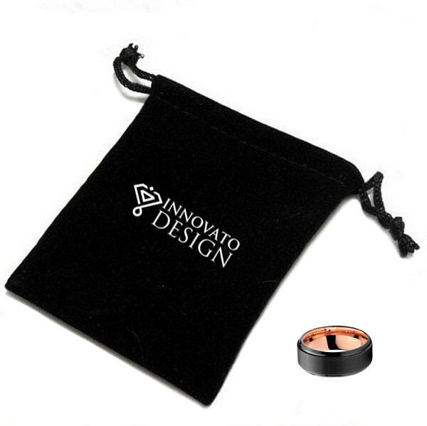8mm Black and Rose Gold Two Tone Tungsten Carbide Ring-Rings-Innovato Design-5-Innovato Design