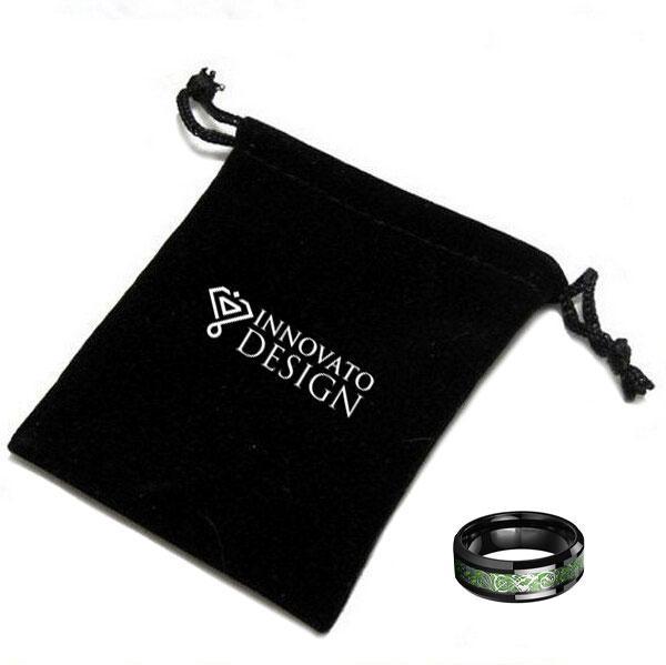 Black & Green Dragon Inlay Tungsten Carbide Ring-Rings-Innovato Design-5-Innovato Design