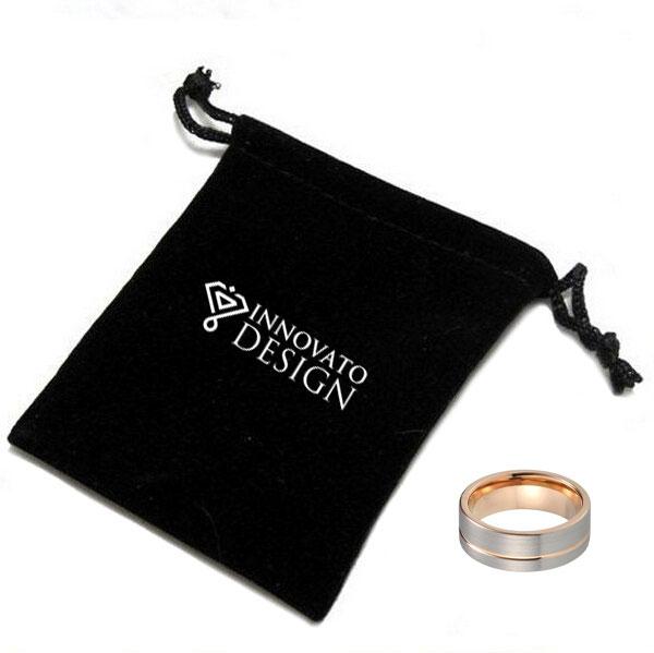 8mm Rose Gold Offset Line Tungsten Carbide Wedding Ring-Rings-Innovato Design-5-Innovato Design