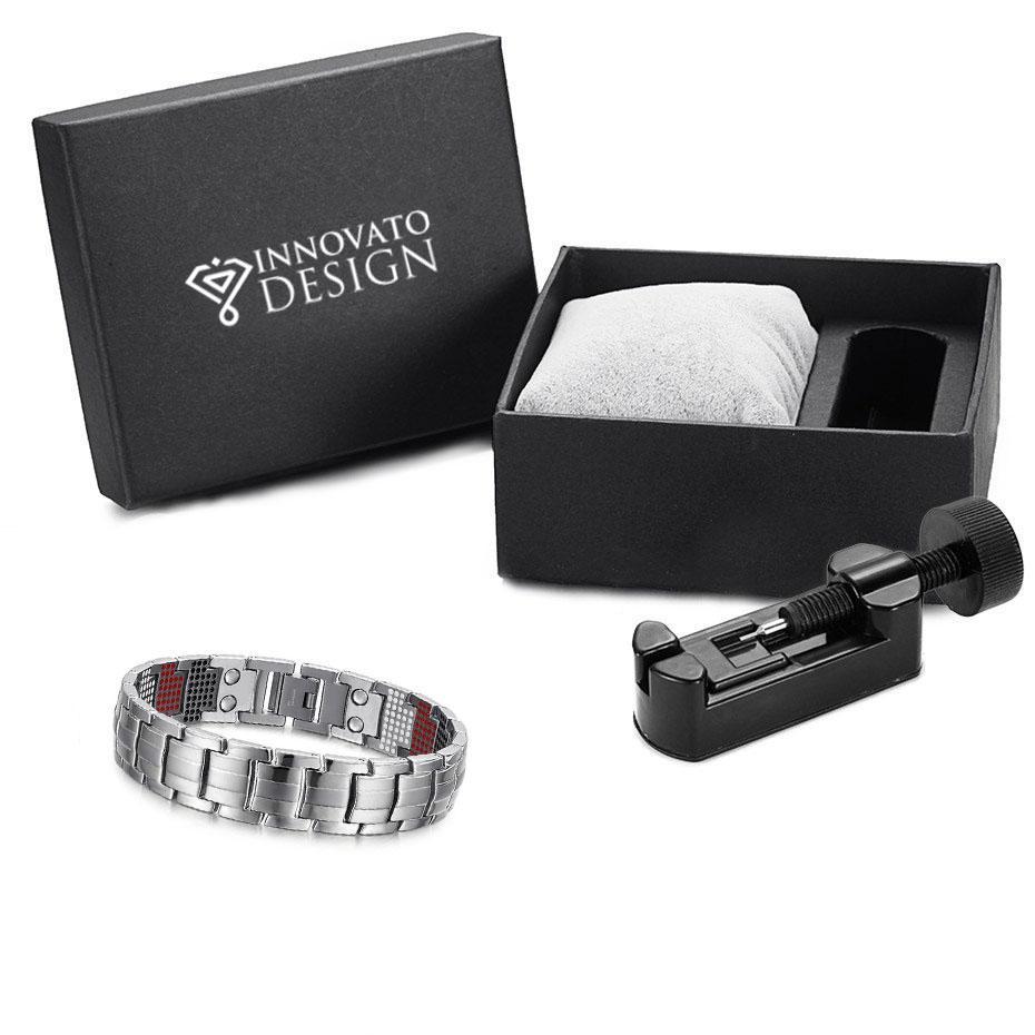 0.78inch Wide Silver Germanium Magnetic Bracelet with Large and Small Magnets-Bracelets-Innovato Design-Innovato Design