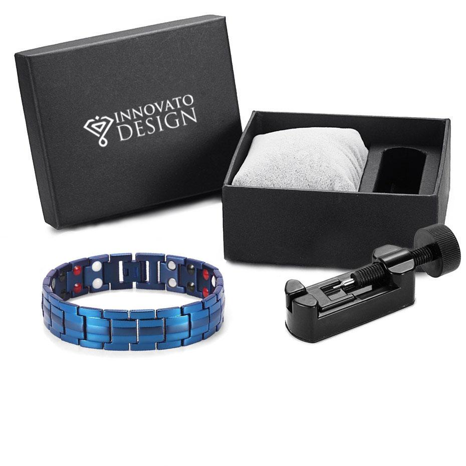 Large Titanium Blue Magnetic Bracelet with Adjusting Tool-Bracelets-Innovato Design-Innovato Design