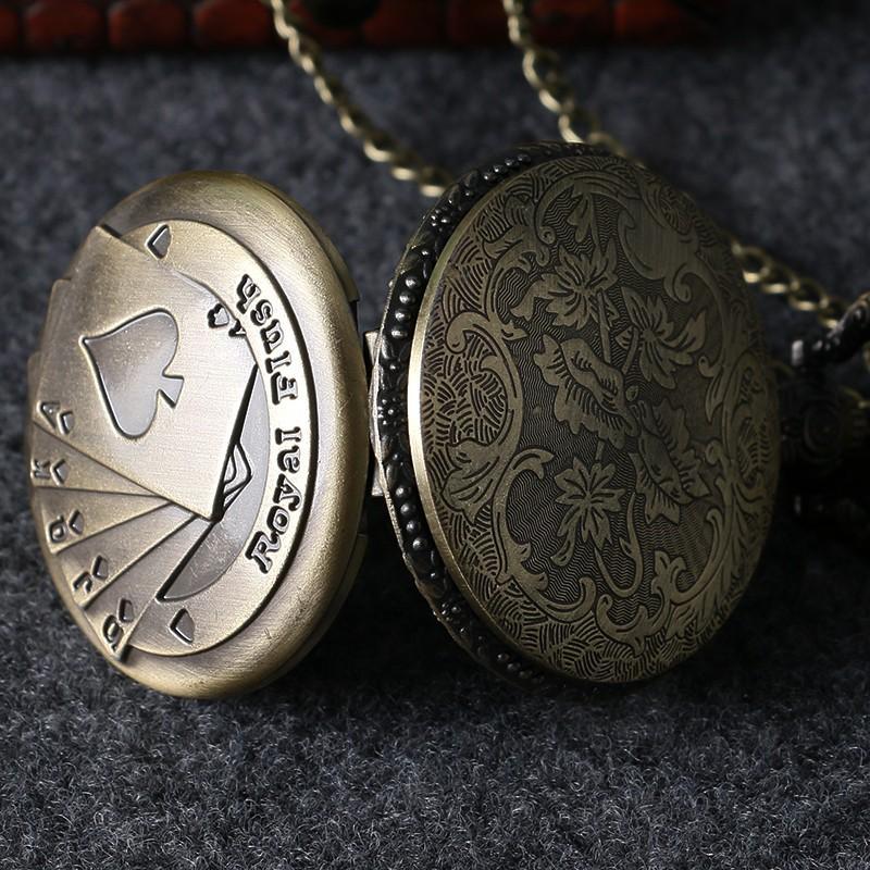 Bronze Coated Poker Pocket Watch with Royal Flush Exterior Case Design-Pocket Watch-Innovato Design-Innovato Design