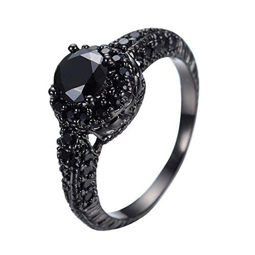 Jewelry Black Cubic Zircon Black Onyx Stone Engagement Wedding Rings for Women - InnovatoDesign