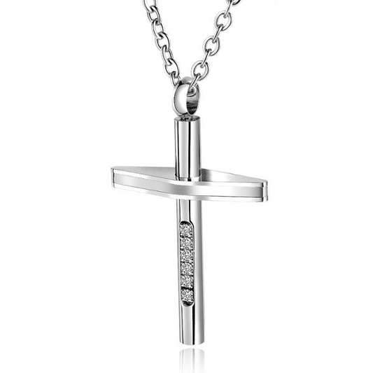 Titanium Steel Cubic Zirconia Cross Pendant Necklace - InnovatoDesign