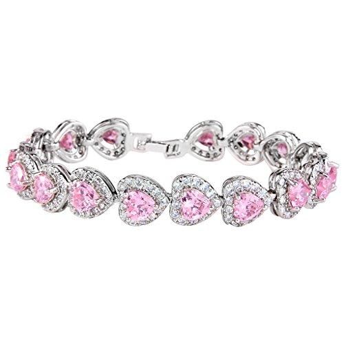 Women's 925 Sterling Silver Full Zircon Elegant Heart-shaped Tennis Bracelet-Bracelets-Innovato Design-Clear-Innovato Design