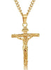 Jewelry Stainless Steel Antique Cross Crucifix Pendant Necklace For Men 24 Inch-Necklaces-Innovato Design-Yellow-Innovato Design