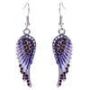 Angel Wing Hook Earrings Austrian Crystal Silver-Tone-Earrings-Innovato Design-Purple-Innovato Design