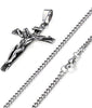Stainless Steel Mens Womens Cross Necklace Crucifix Pendant, 24 inches-Necklaces-Innovato Design-Silver-tone-Innovato Design