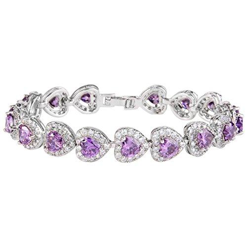 Women's 925 Sterling Silver Full Zircon Elegant Heart-shaped Tennis Bracelet-Bracelets-Innovato Design-Clear-Innovato Design