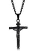 Jewelry Stainless Steel Antique Cross Crucifix Pendant Necklace For Men 24 Inch-Necklaces-Innovato Design-Black-Innovato Design