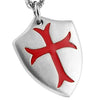 Knights Templar Cross Joshua 1:9 Shield Stainless Steel Pendant Necklace with FREE Key Chain-Necklaces-Innovato Design-Silver Red-Innovato Design