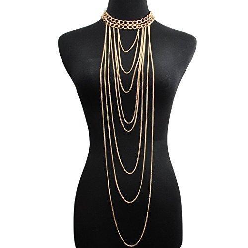 Fashion Gold Tone Bohemian Layered Sexy Bralette Body Chain Statement Beach Jewelry-jewelry-Innovato Design-2 Layered-Innovato Design
