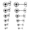 Men,Women's 3~8mm 12 PCS Stainless Steel Stud Earrings Bead Ball Set 6 Pairs-Earrings-Innovato Design-Silver-Innovato Design