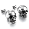 Men's Stainless Steel Stud Earrings Silver Tone Black Skull - InnovatoDesign