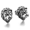 Men's Stainless Steel Stud Earrings CZ Silver Tone Black White Red Lion-Earrings-INBLUE-silver-Innovato Design
