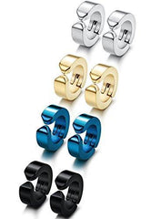 3 Pairs Stainless Steel Men Women Hoop Earrings Clip On CZ Non-Piercin –  Innovato Design
