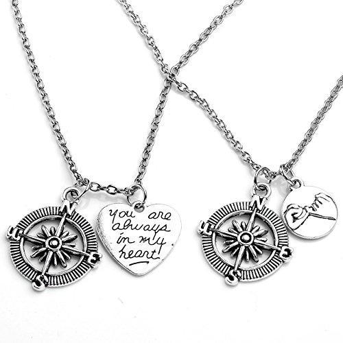 2pcs/Set "No Matter Where" "You're my person" Best Friends Lovers Couples Necklace Jewelry Set-Necklaces-Innovato Design-you are always in my heart #1-Innovato Design