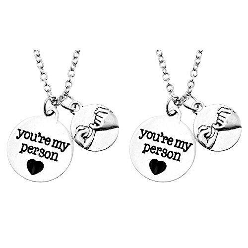 2pcs/Set "No Matter Where" "You're my person" Best Friends Lovers Couples Necklace Jewelry Set-Necklaces-Innovato Design-Pinky promise you're my person-Innovato Design