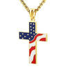 American Flag Patriotic Cross Religious Jewelry Enamel Pendant Necklace-Necklaces-Innovato Design-Gold-Innovato Design
