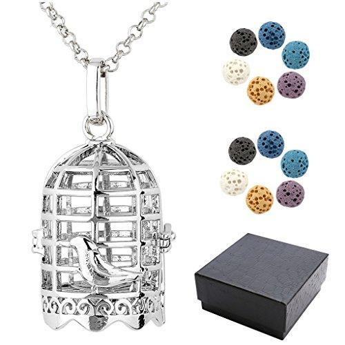 Aromatherapy Essential Oil Diffuser Necklace Antique Silver Tree of Life Locket Pendant Necklace-Necklaces-Top Plaza-Bird Cage-Innovato Design
