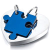 Men,Women's 2 PCS Stainless Steel Pendant Necklace Jigsaw Puzzle Heart Love Couple -With 20 and 23 Inch Chain-Necklaces-INBLUE-blue-Innovato Design